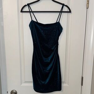 Windsor Teal Glitter Mini Dress